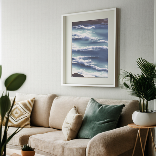 Living room decorated with printable decorative art print