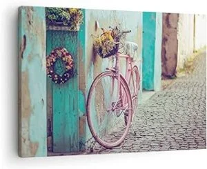 Lienzos decorativos Rosa Bicicleta Vintage