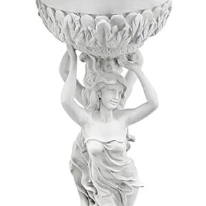 Design Toscano Les Filles Joyeuses Dancing Maidens Pedestal Column Plant Stand with Urn, 36 Inch Tall, Cast Stone Resin, Antique Stone Finish