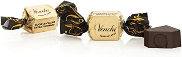 Venchi - Cubotto Cuor di Cacao - Bombones rellenos de Cuor di Cacao bañados en chocolate extra amargo - 1 kg - Vegano - Sin gluten