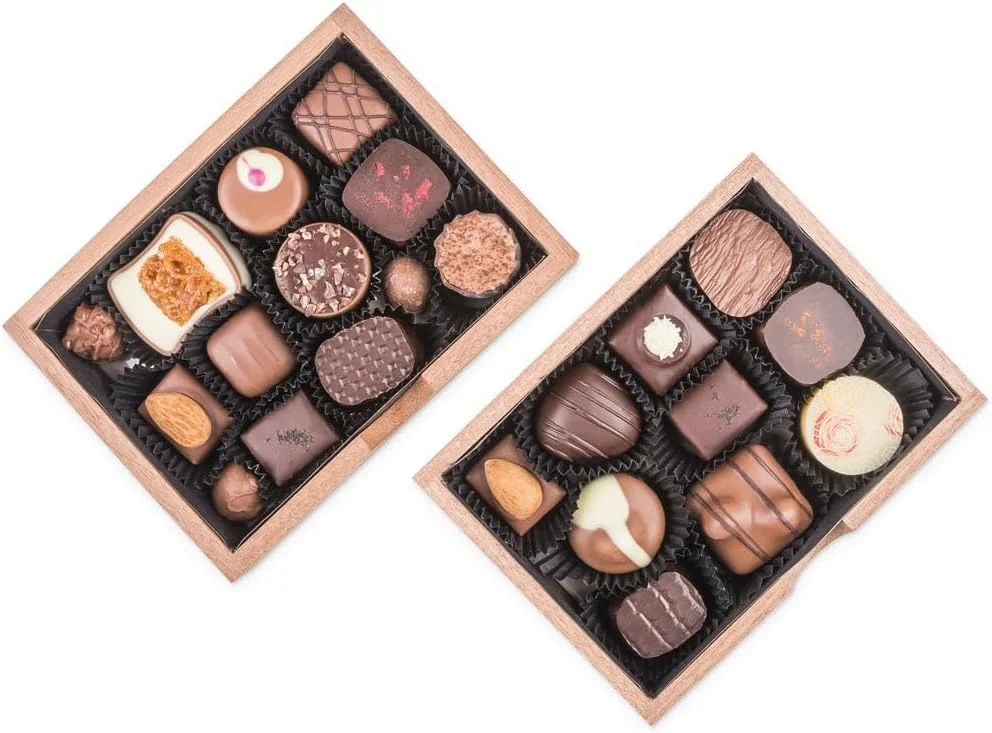 Alcohol-Free Chocolaterie - 20 Alcohol-Free Pralines in Wooden Box | Chocolate Treat | Gift | Father | Mother | Man | Woman | Mother's Day | Father's Day | Birthday | Christmas | Valentine's Day - Image 2