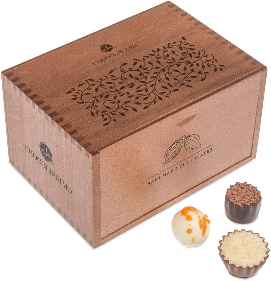 Alcohol-Free Chocolaterie - 20 Alcohol-Free Pralines in Wooden Box | Chocolate Treat | Gift | Father | Mother | Man | Woman | Mother's Day | Father's Day | Birthday | Christmas | Valentine's Day - Image 3