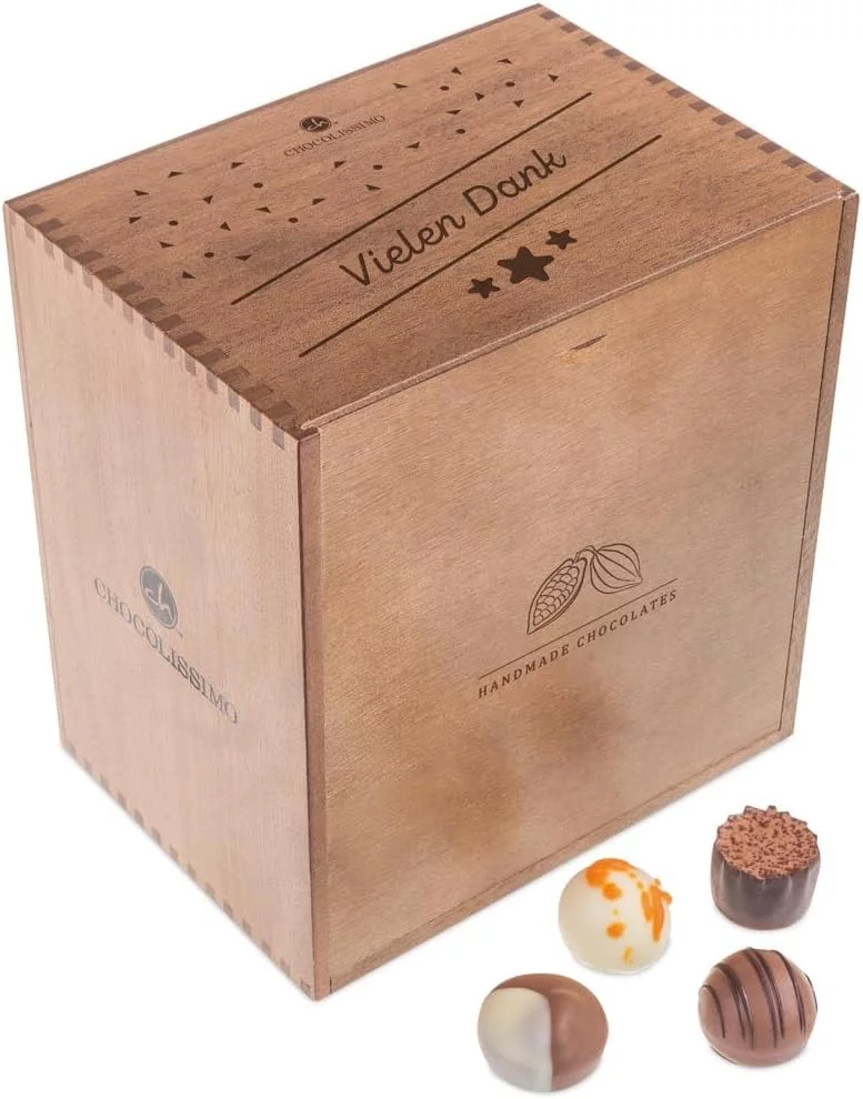 ChocoMassimo – Gracias – 40 deliciosos bombones en una caja de madera con cajones | gracias presente | Idea de regalo | Mujer | Hombre | Adulto | Amigo | Padres | Colega | Mujeres | Hombres - Imagen 3