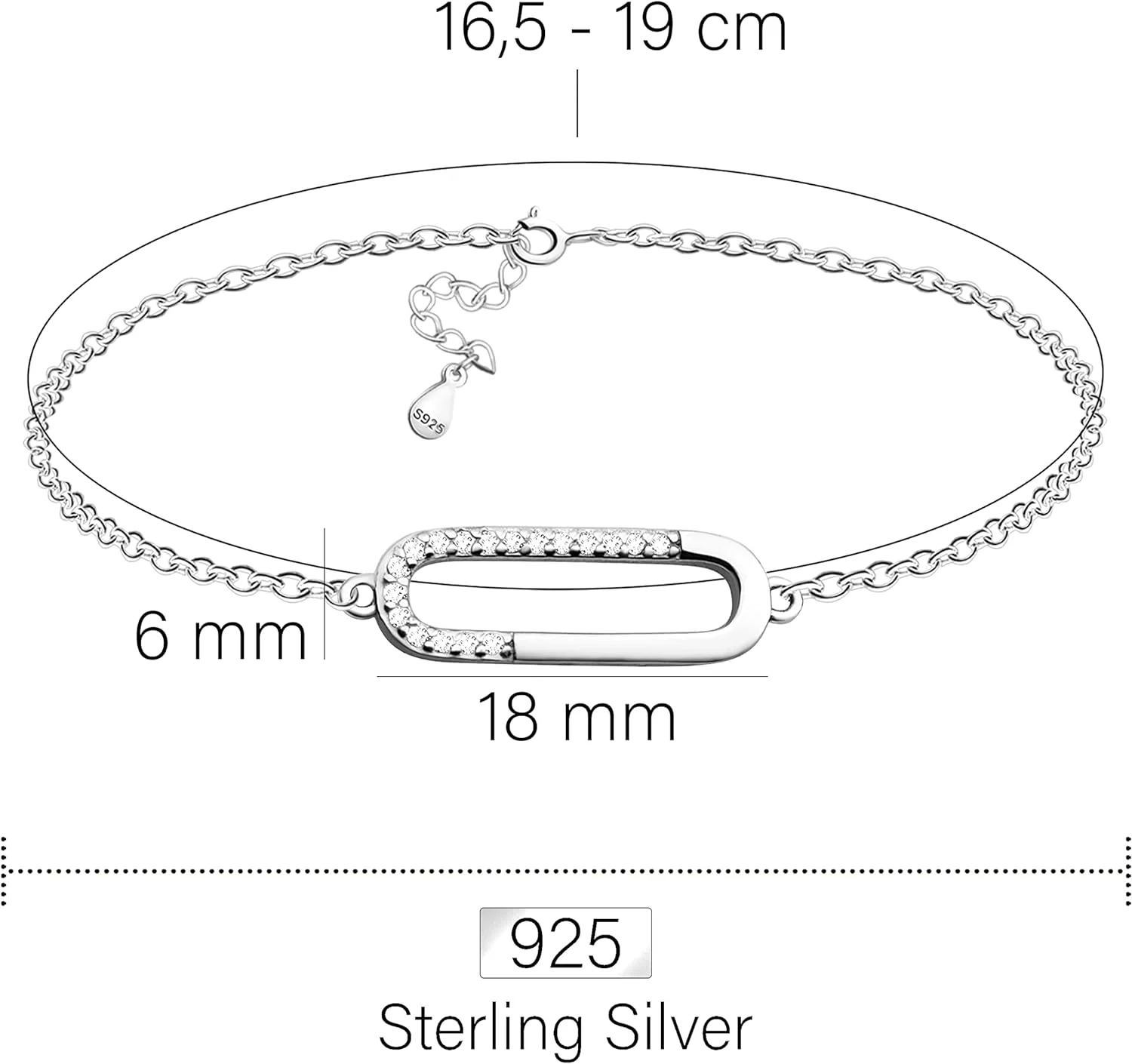 Sofia Milani - Pulsera para Mujeres en Plata de Ley 925 - con Circonita - Colgante de Oval (copia) - Image 4