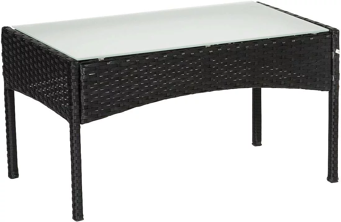 Muebles de jardín de Resina Trenzada Negra - 4 Asientos: 1 sofá, 2 sillones, 1 Mesa de Centro - Cojines Grises con Cremallera - Imagen 5