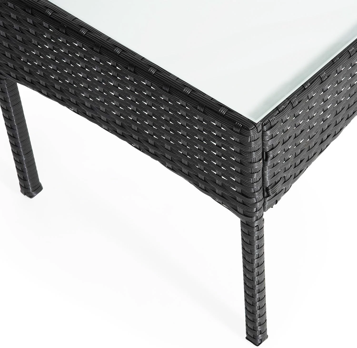 Muebles de jardín de Resina Trenzada Negra - 4 Asientos: 1 sofá, 2 sillones, 1 Mesa de Centro - Cojines Grises con Cremallera - Imagen 6