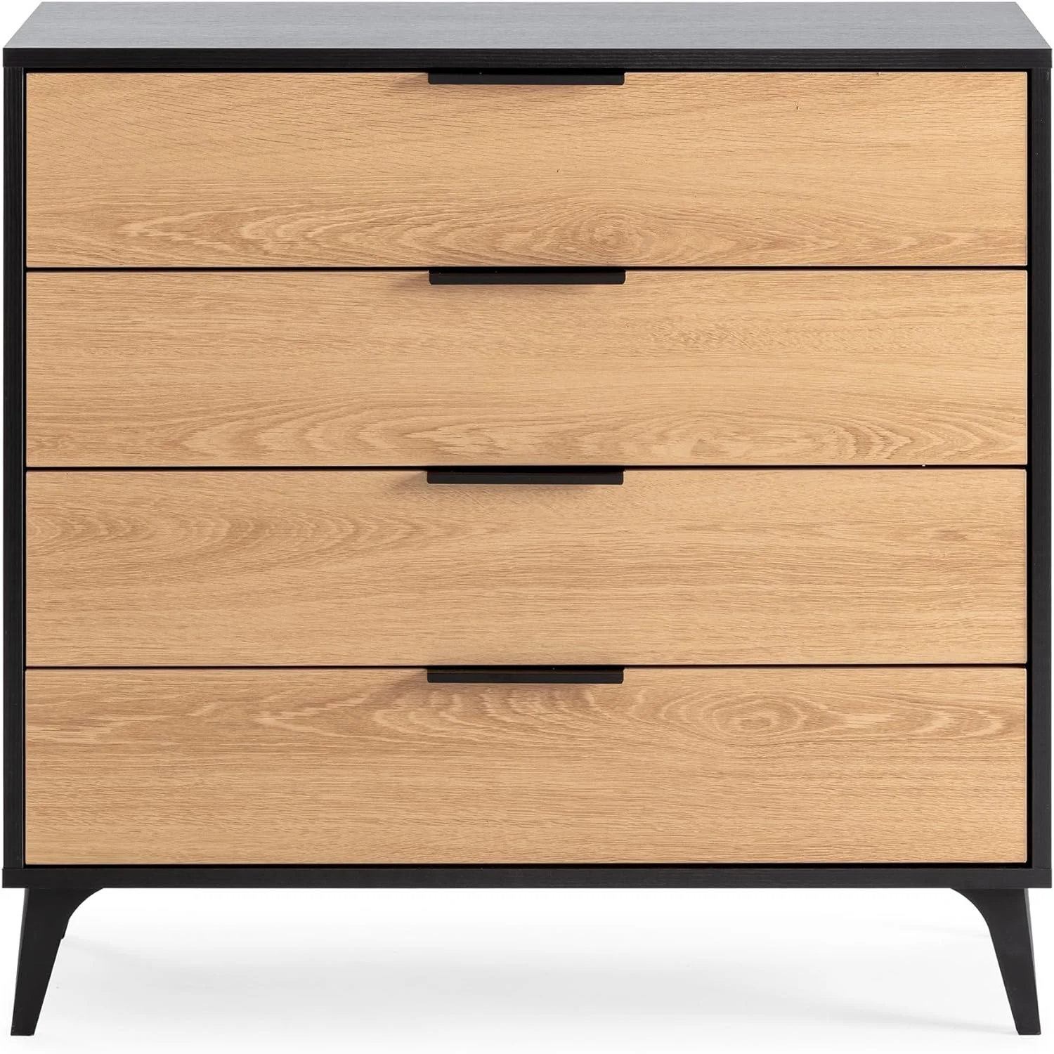 Cómoda de Noche Kalma 4 cajones Color Negro/Madera, 80 cm (Ancho) 40 cm (Profundo) 76 cm (Altura) - Imagen 3