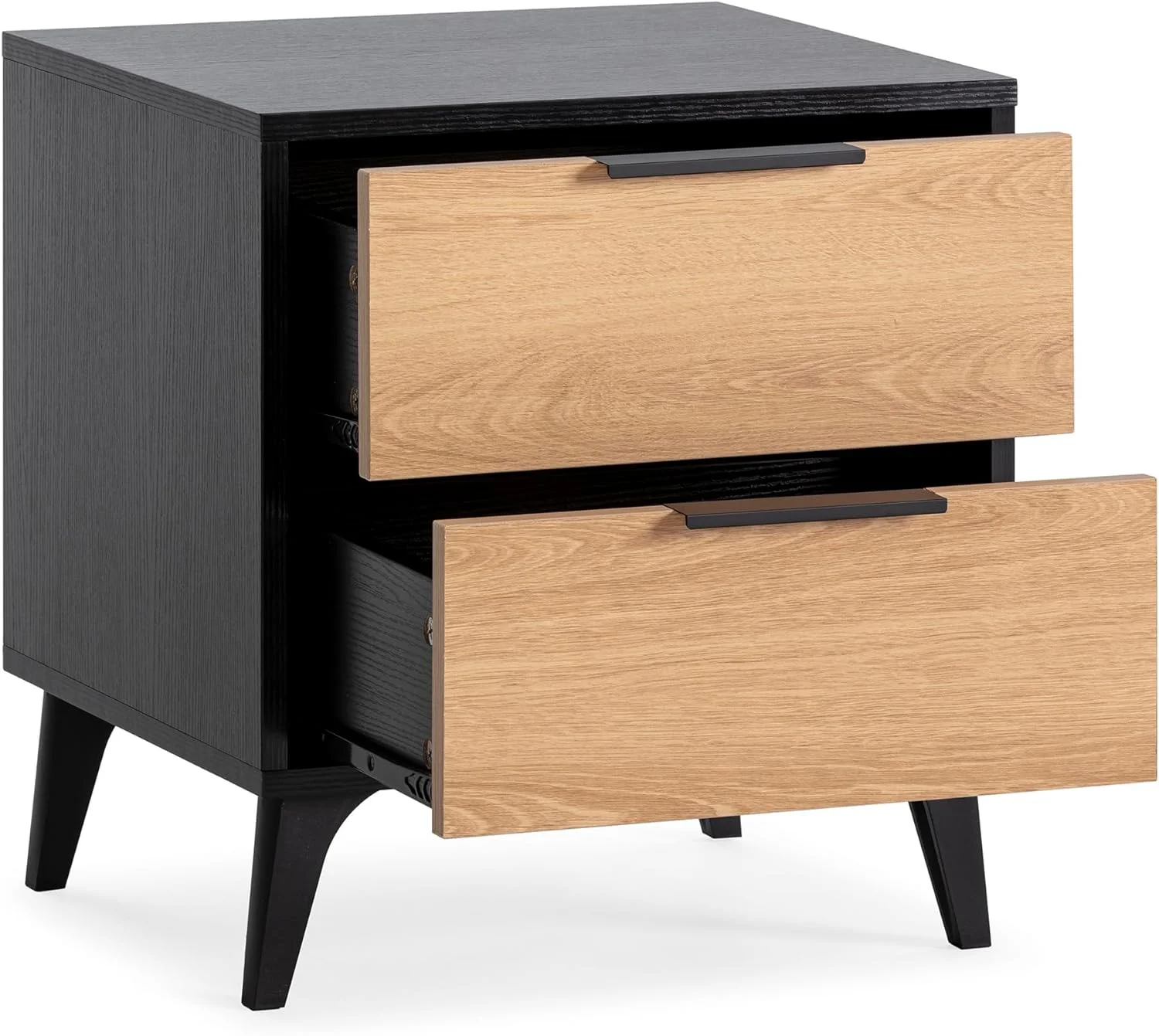 Mesita de Noche Kalma 2 cajones Color Negro/Madera, 45 cm (Ancho) 40 cm (Profundo) 48,5 cm (Altura) - Imagen 2