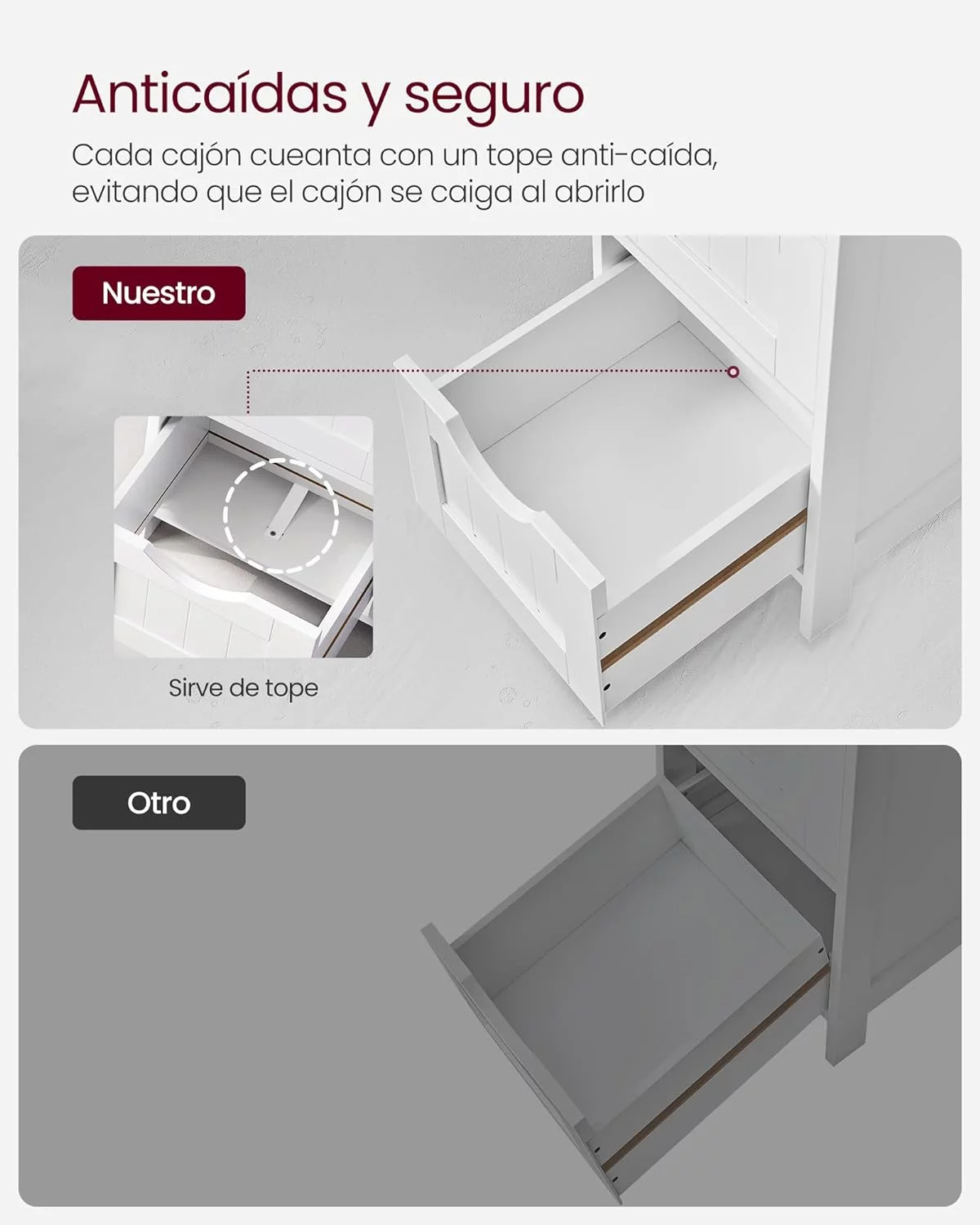 Armario de baño, de Almacenamiento, de Pie, con 4 cajones, 30 x 30 x 82 cm, Sala de Estar, Comedor, Cocina, Estilo Moderno, Blanco LHC40W - Imagen 4