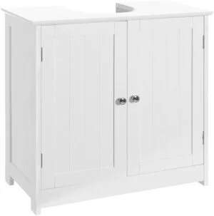 Mueble Bajo Lavabo pie de Madera Blanco, Mueble Baño de 60x30x60 cm