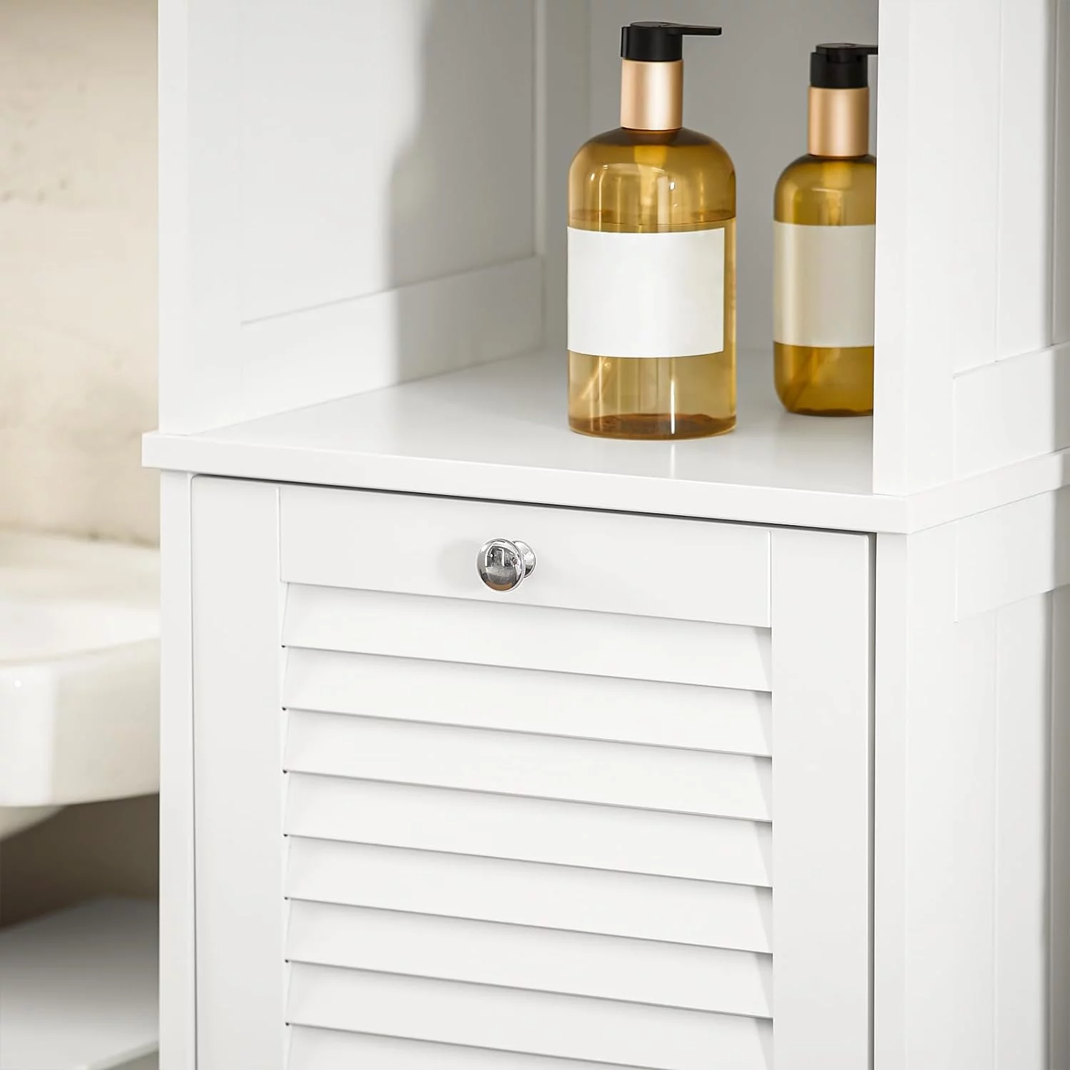 Mueble Columna de Baño con 1 Cesto para Ropa Sucia - Imagen 9