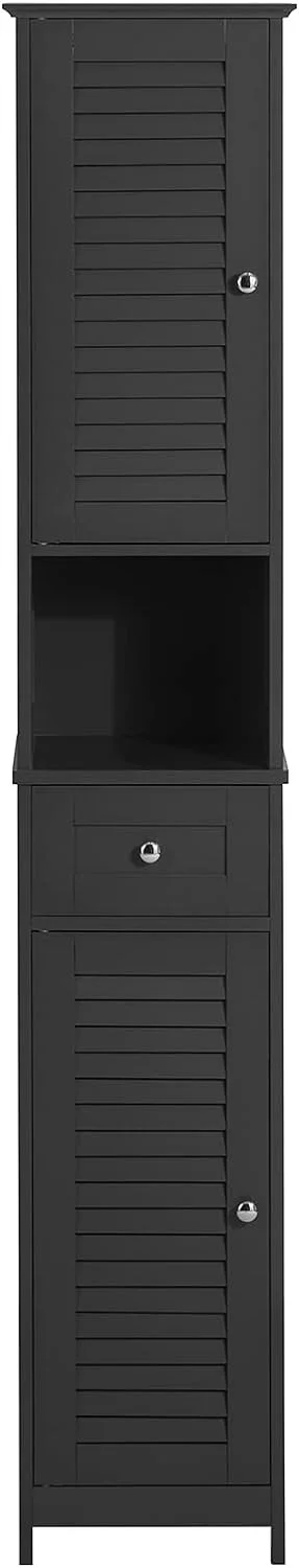 Mueble Columna de baño, Armario Baño Alto Estanterías de Baño-2 Puertas y 1 Cajón 32 x 30 x 170 cm ES (Gris) - Imagen 8