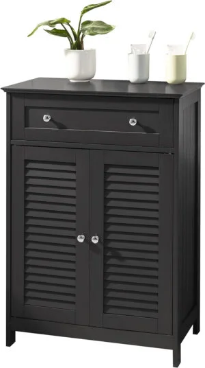 SoBuy FRG238-DG Mueble Auxiliar para baño, Armario de almacenaje Organizador para baño con 1 cajones y 2 Puerta ES (Gris)