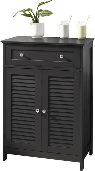 SoBuy FRG238-DG Mueble Auxiliar para baño, Armario de almacenaje Organizador para baño con 1 cajones y 2 Puerta ES (Gris)