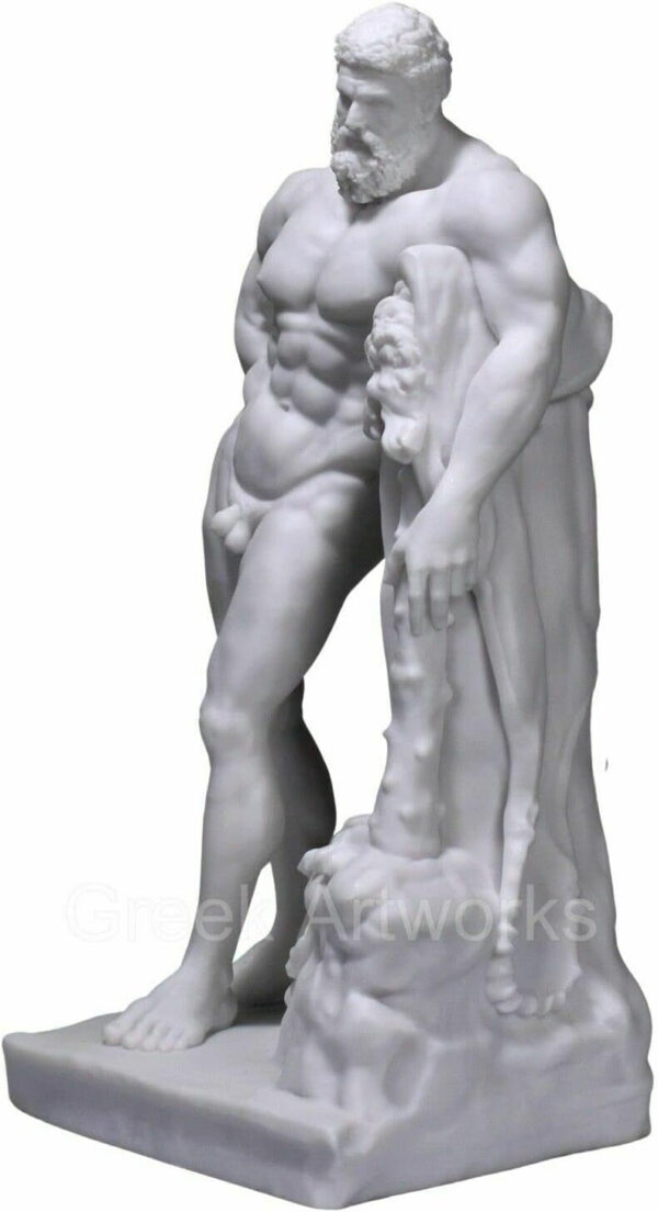 Farnese Hercules Heracles - Escultura de mármol fundido griego (25 cm), color blanco - Imagen 2