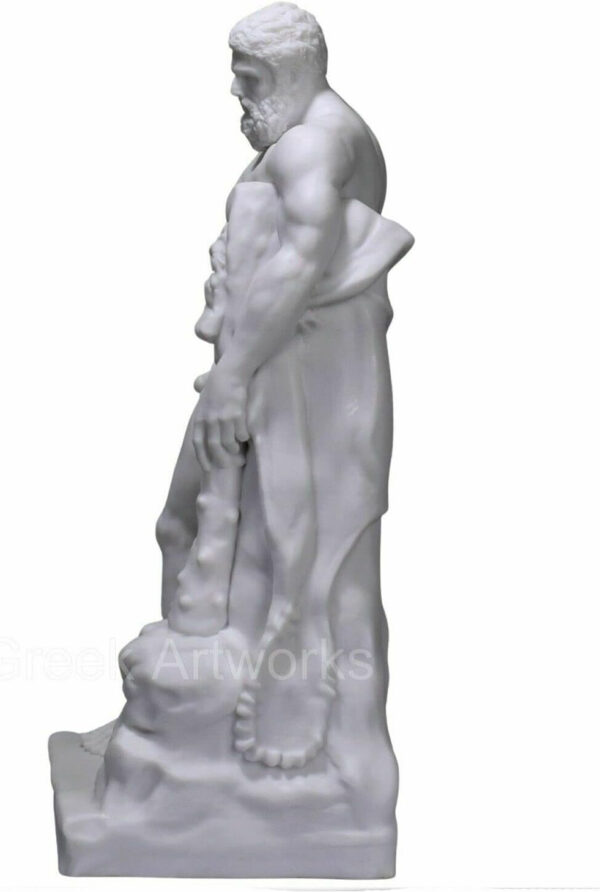 Farnese Hercules Heracles - Escultura de mármol fundido griego (25 cm), color blanco - Imagen 3