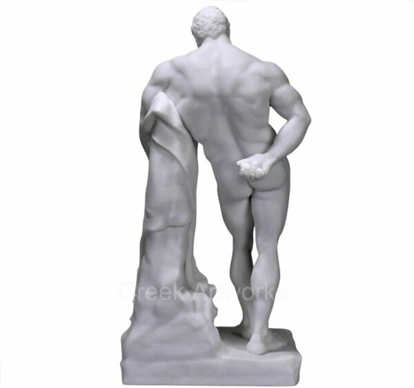 Farnese Hercules Heracles - Escultura de mármol fundido griego (25 cm), color blanco - Imagen 4