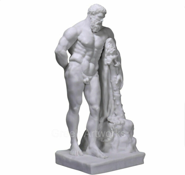 Farnese Hercules Heracles - Escultura de mármol fundido griego (25 cm), color blanco - Imagen 6