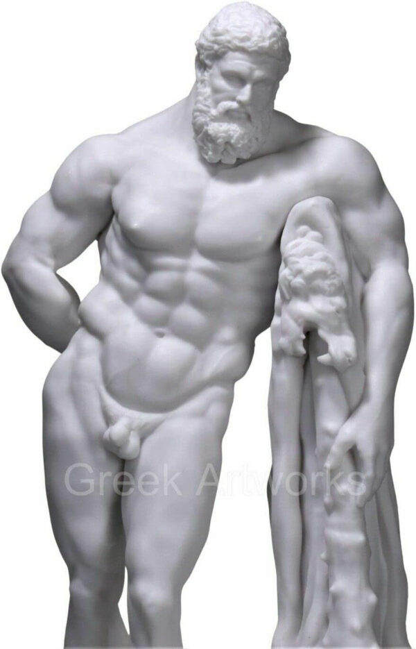 Farnese Hercules Heracles - Escultura de mármol fundido griego (25 cm), color blanco - Imagen 7