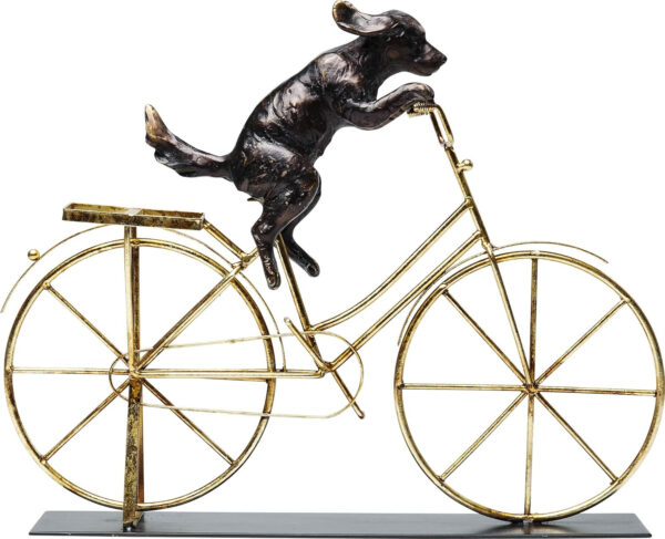 Objeto deco Dog With Bicycle, 44cm, perro con bicicleta, sala de estar, acero lacado