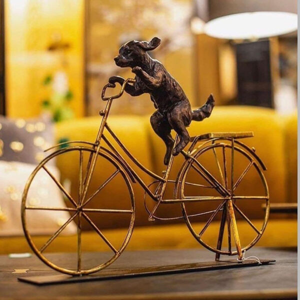 Objeto deco Dog With Bicycle, 44cm, perro con bicicleta, sala de estar, acero lacado - Imagen 2