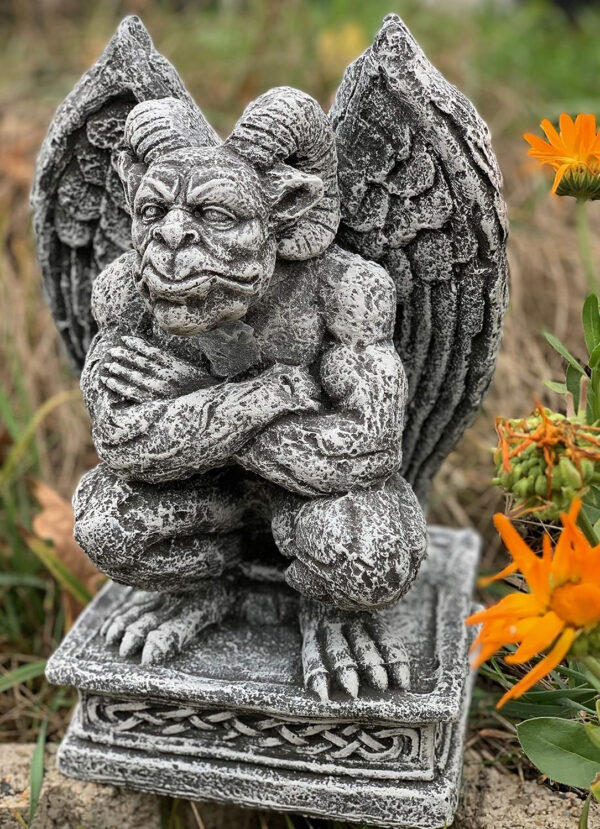 Figura de piedra de guardapuertas gogle en cuclillas, resistente a las heladas, resistente a la intemperie, piedra fundida - Imagen 2