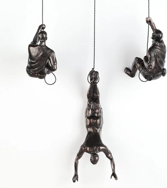 Escultura de pared hombre trepador, escultura de pared hombre 3 piezas, escultura de pared arte