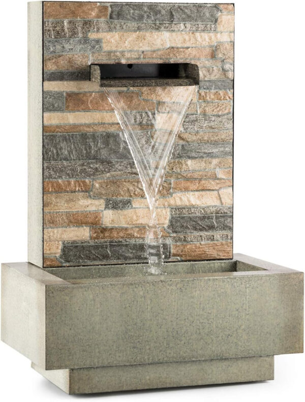 Fuente de Agua Decorativa, Bombea hasta 1000 l/h, Potencia 15 W, Protección IPX8, Uso Exteriores e Interiores, Aspecto Granito, Ladrillo Visto, Gris galvanizado