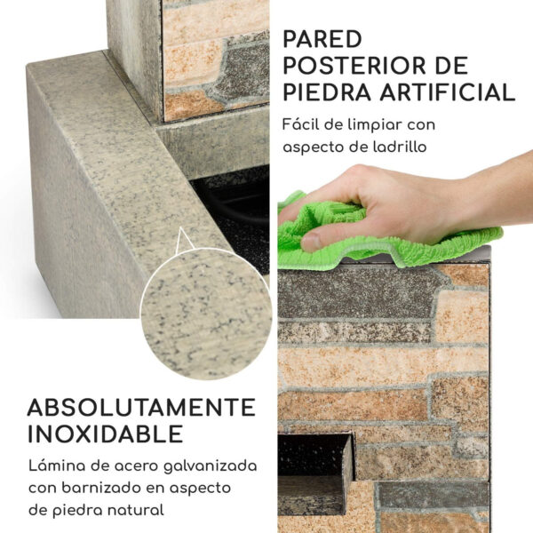 Fuente de Agua Decorativa, Bombea hasta 1000 l/h, Potencia 15 W, Protección IPX8, Uso Exteriores e Interiores, Aspecto Granito, Ladrillo Visto, Gris galvanizado - Imagen 5