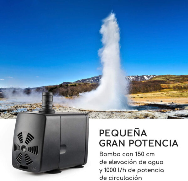 Fuente de Agua Decorativa, Bombea hasta 1000 l/h, Potencia 15 W, Protección IPX8, Uso Exteriores e Interiores, Aspecto Granito, Ladrillo Visto, Gris galvanizado - Imagen 6