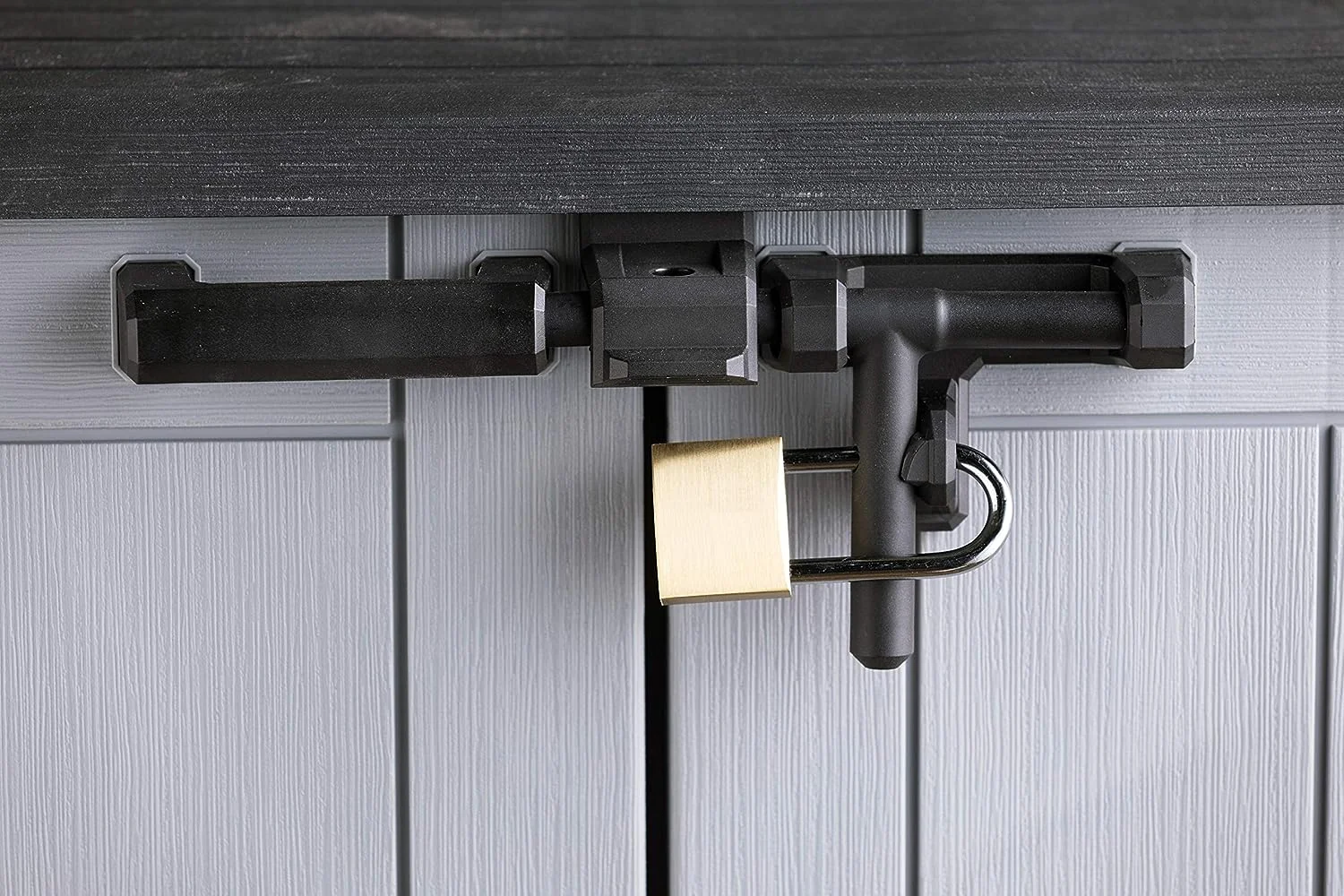 Cobertizo de almacenamiento para jardín exterior, 132 x 71,5 x 113,5 cm, gris claro con tapa gris oscuro - Imagen 5