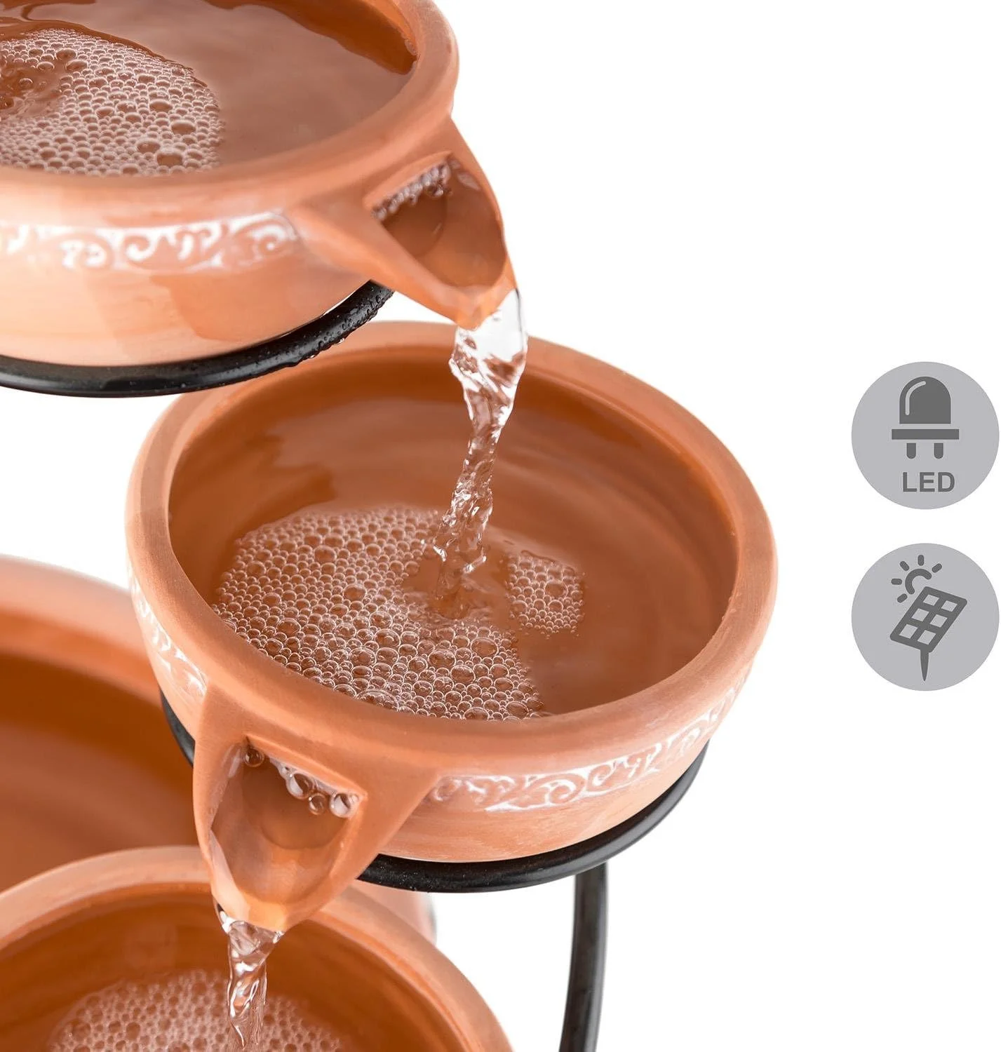 Fuente solar en cascada Empoli de terracota con iluminación LED - Imagen 3