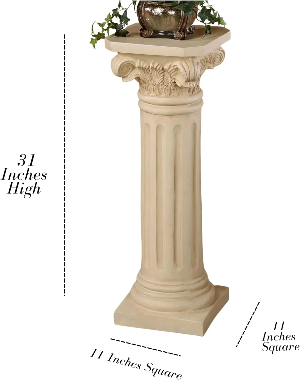 Touch of Class Pedestal de columna clásico - Marfil antiguo - Interior, exterior - Hecho de resina con fibra de vidrio - Pilares romanos para esculturas de mesa, estatuas, jarrón, jardín - Imagen 2