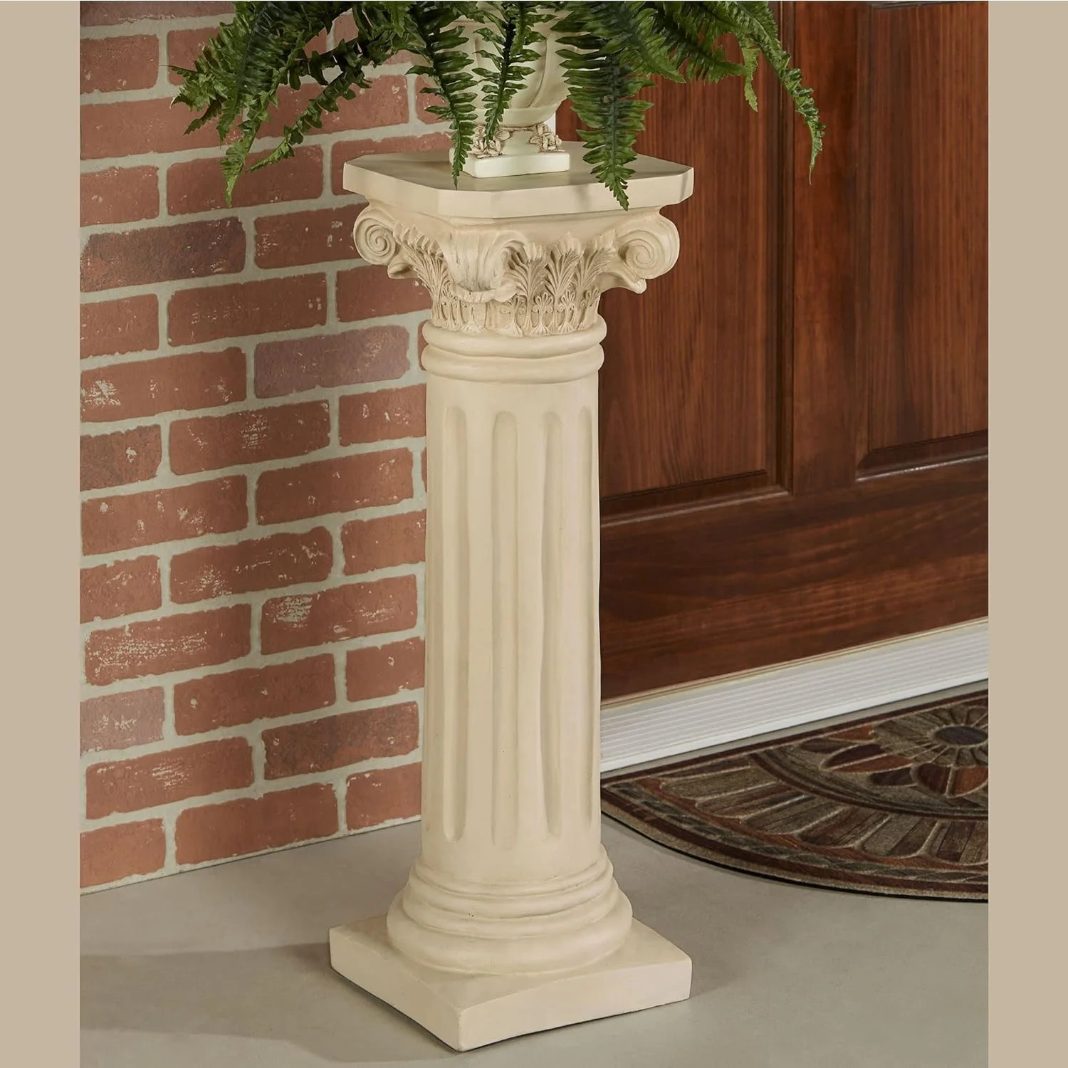 Touch of Class Pedestal de columna clásico - Marfil antiguo - Interior, exterior - Hecho de resina con fibra de vidrio - Pilares romanos para esculturas de mesa, estatuas, jarrón, jardín - Imagen 3