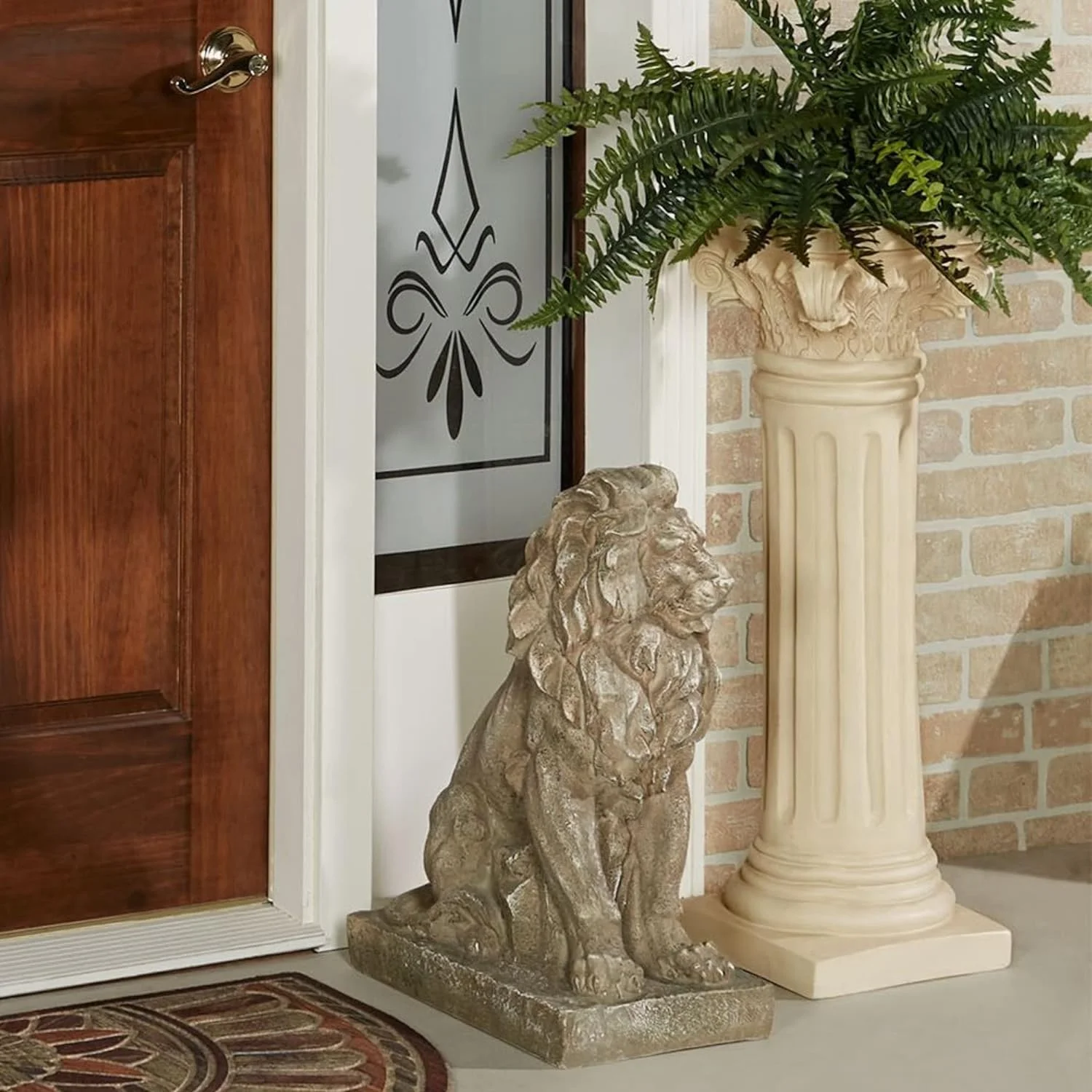 Touch of Class Pedestal de columna clásico - Marfil antiguo - Interior, exterior - Hecho de resina con fibra de vidrio - Pilares romanos para esculturas de mesa, estatuas, jarrón, jardín - Imagen 4