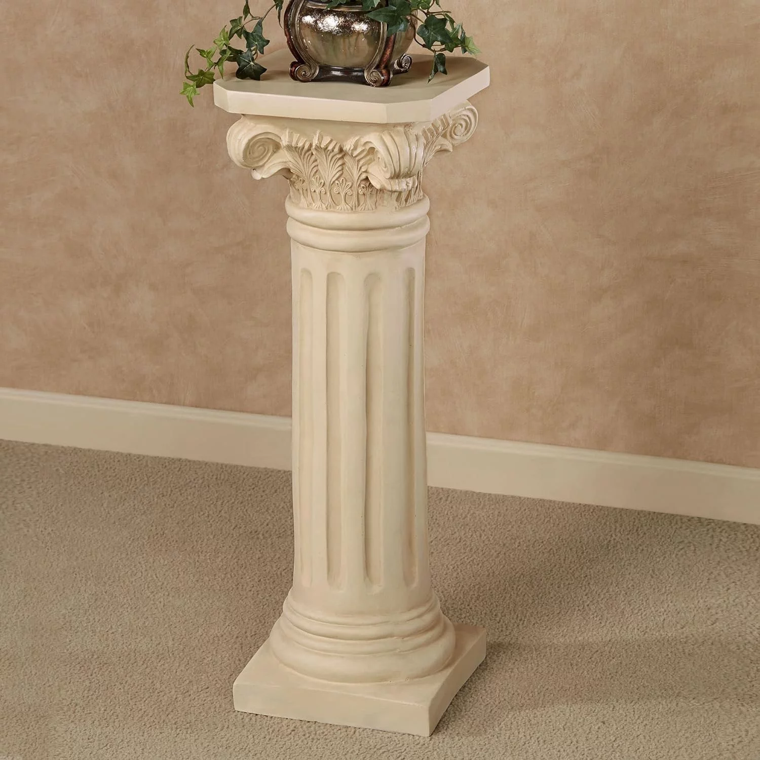 Touch of Class Pedestal de columna clásico - Marfil antiguo - Interior, exterior - Hecho de resina con fibra de vidrio - Pilares romanos para esculturas de mesa, estatuas, jarrón, jardín - Imagen 6