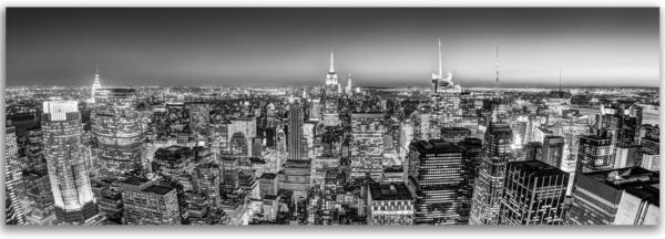 Cuadro En Lienzo Ciudad De Nueva York 120x40 cm 1 Pieza Modernos Calidad Fotografica Imagen Salon Dormitorio Cocina Oficina Pasillo Ciudad Arquitectura Edificios Rascacielos Negro Y Blanco - Imagen 2