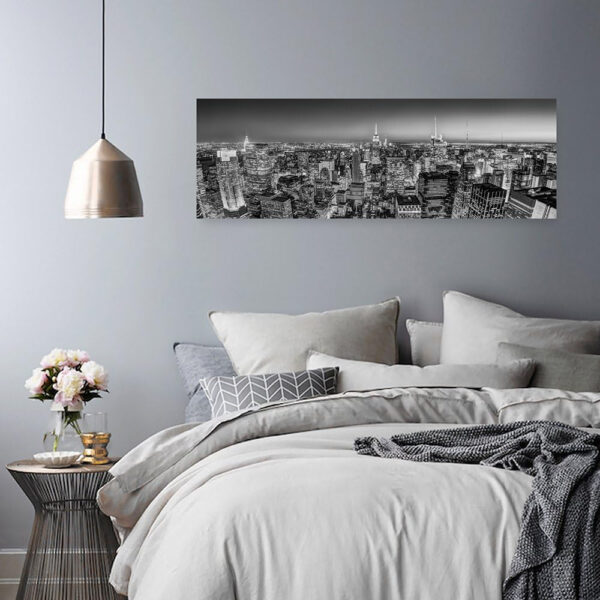 Cuadro En Lienzo Ciudad De Nueva York 120x40 cm 1 Pieza Modernos Calidad Fotografica Imagen Salon Dormitorio Cocina Oficina Pasillo Ciudad Arquitectura Edificios Rascacielos Negro Y Blanco - Imagen 3