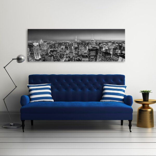 Cuadro En Lienzo Ciudad De Nueva York 120x40 cm 1 Pieza Modernos Calidad Fotografica Imagen Salon Dormitorio Cocina Oficina Pasillo Ciudad Arquitectura Edificios Rascacielos Negro Y Blanco - Imagen 4