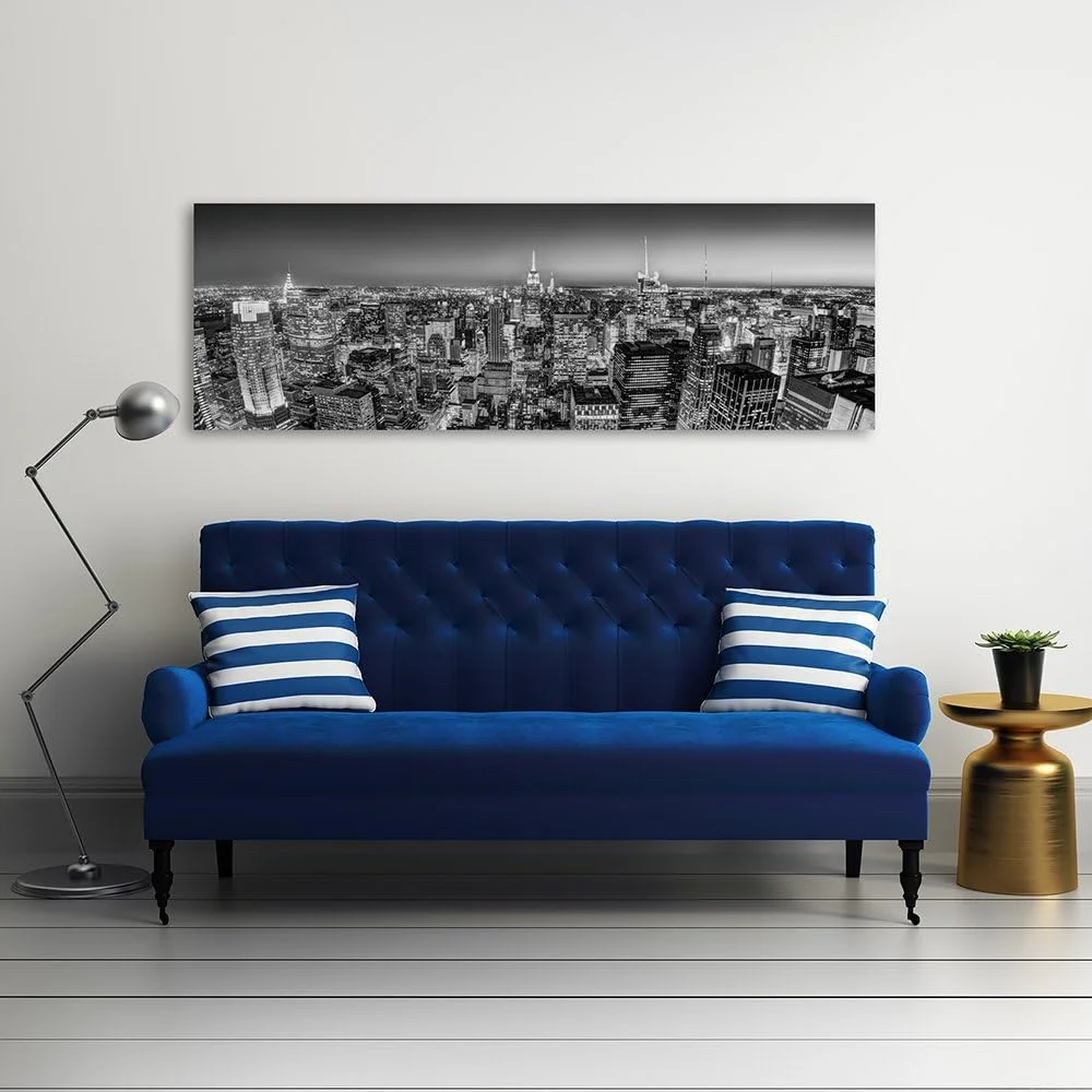 Cuadro En Lienzo Ciudad De Nueva York 120x40 cm 1 Pieza Modernos Calidad Fotografica Imagen Salon Dormitorio Cocina Oficina Pasillo Ciudad Arquitectura Edificios Rascacielos Negro Y Blanco - Imagen 4