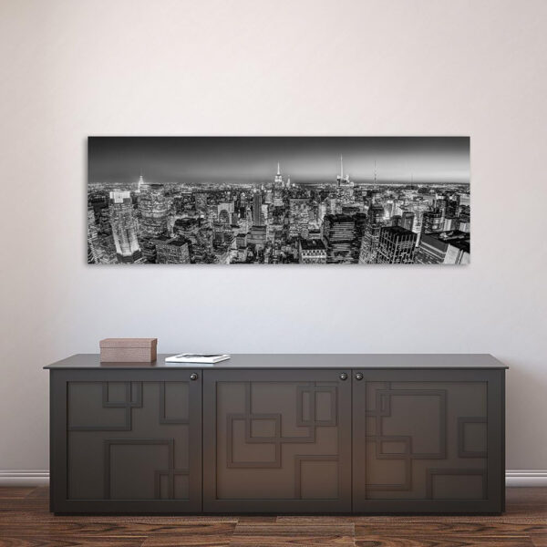 Cuadro En Lienzo Ciudad De Nueva York 120x40 cm 1 Pieza Modernos Calidad Fotografica Imagen Salon Dormitorio Cocina Oficina Pasillo Ciudad Arquitectura Edificios Rascacielos Negro Y Blanco - Imagen 5