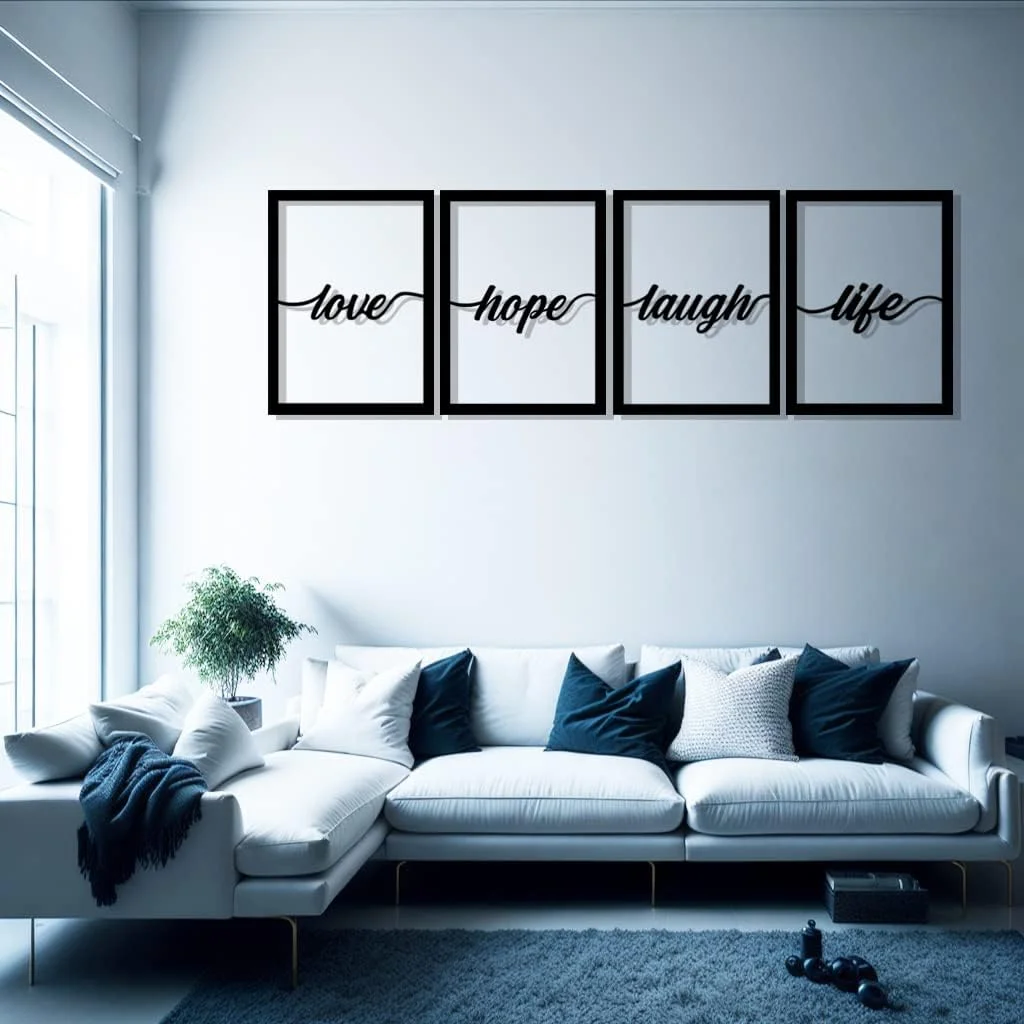 4 Panels Artwork, Home Decor, Modern Living Room Wall Art, Bedroom Picture, Wall Decoration (4 Panels, Love)