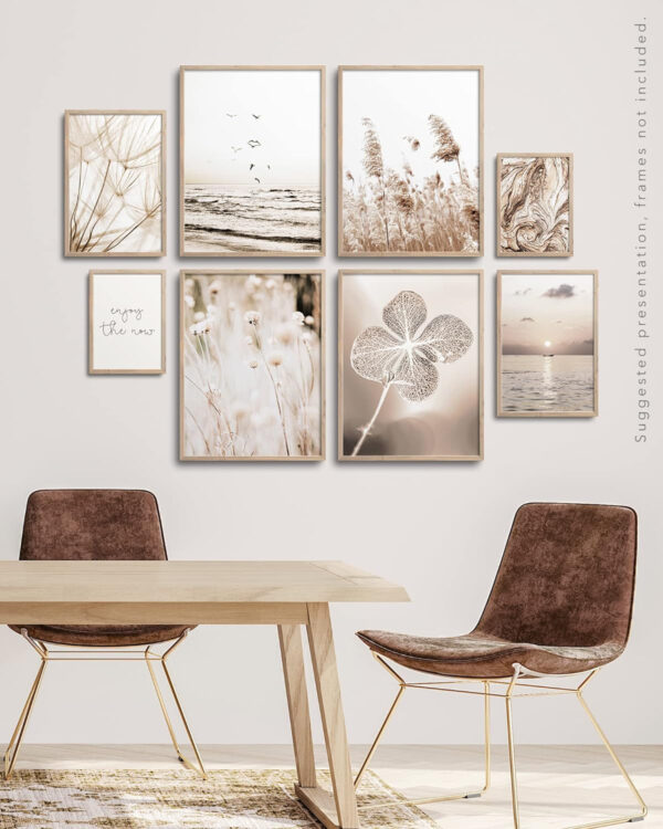 Laminas Decorativas Pared para Cuadros Decoracion Salon Modernos, Dormitorios, Habitacion, SIN Marco - 8 Posters (4x 21x30 | 2x 13x18, Pampas Hierbas Beige) - Imagen 3