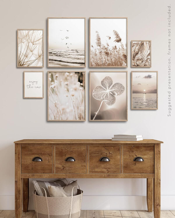 Laminas Decorativas Pared para Cuadros Decoracion Salon Modernos, Dormitorios, Habitacion, SIN Marco - 8 Posters (4x 21x30 | 2x 13x18, Pampas Hierbas Beige) - Imagen 4