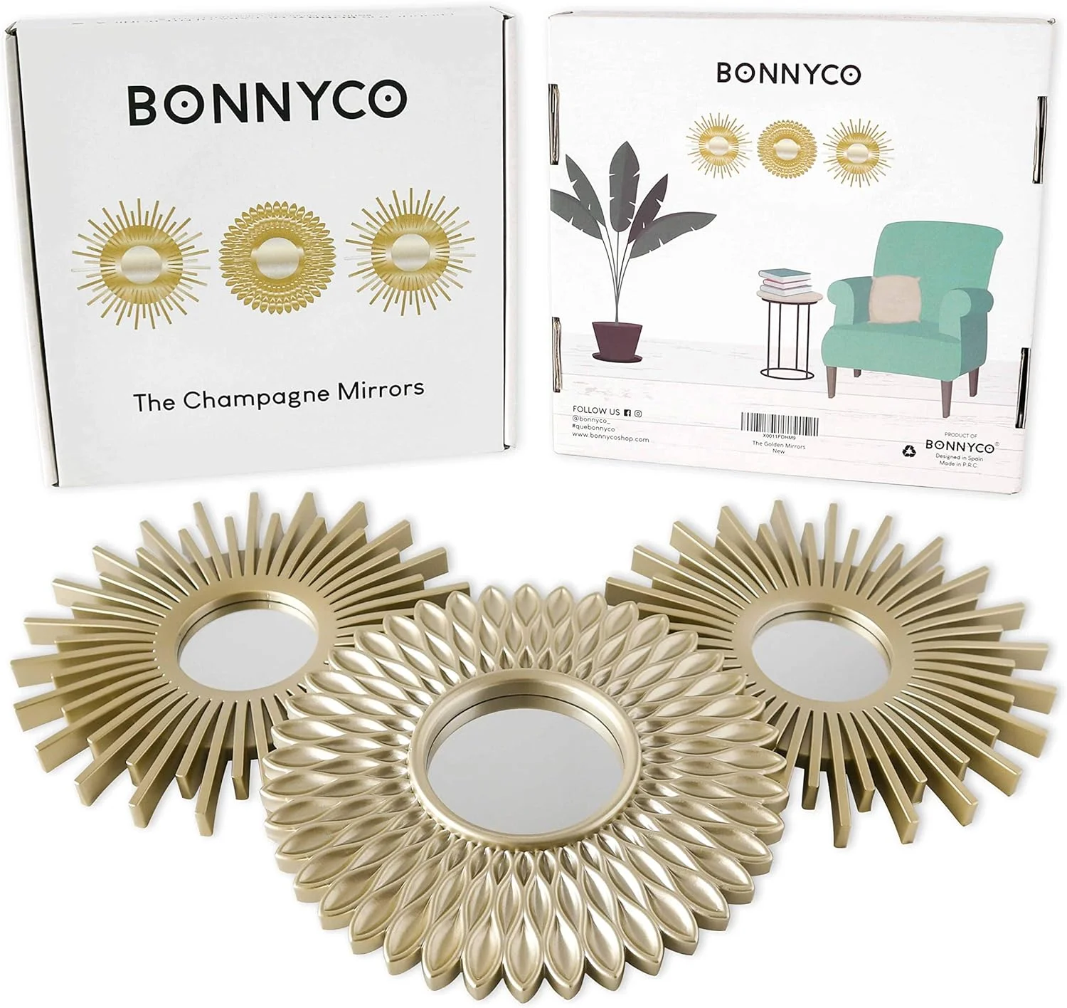 Espejos Pared Decorativos Pack 3 Espejos Decorativos Ideales para Decoracion Casa Habitación y Salón | Espejos Redondos Pared Regalos Originales para Mujer | Decoracion Pared - Imagen 2