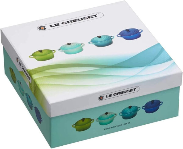 Le Creuset Set de 4 mini cocottes de cerámica de gres, 250 ml, ⌀ 10 cm, Verde y azul, 79212105139100 - Imagen 4