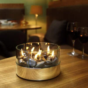 Philippi 123072 Burn - Chimenea de Mesa de Aluminio y Cristal (20 x 20 x 13 cm)