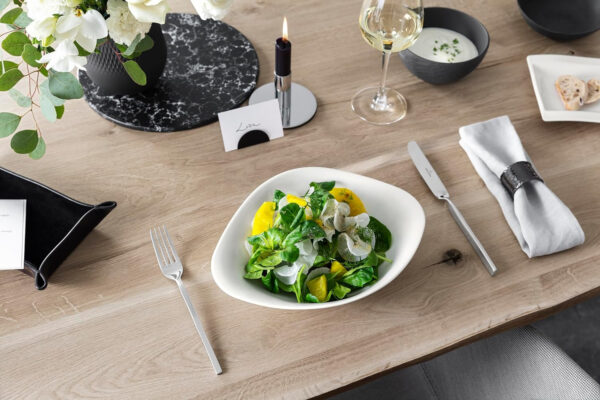 Villeroy & Boch Set de bol para ensalada, 2 piezas Set de vajilla, porcelana Premium, apto para lavavajillas y microondas, blanco - Imagen 4