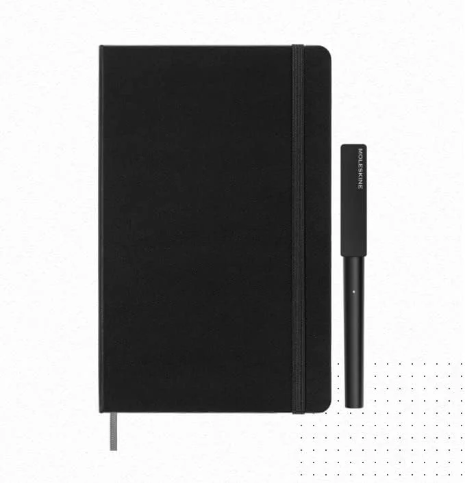 Moleskine Smart Writing Set, Libreta Inteligente con Bolígrafo Inteligente Incluido, Cuaderno Digital de Moleskine con Páginas a Rayas, Grande, 13x21 cm, Negro - Imagen 2