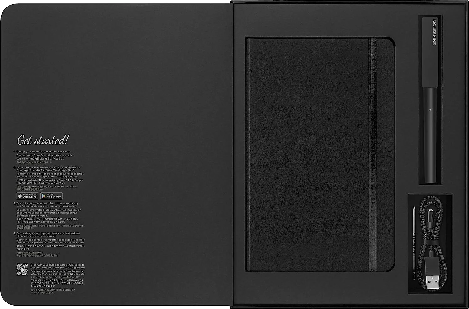 Moleskine Smart Writing Set, Libreta Inteligente con Bolígrafo Inteligente Incluido, Cuaderno Digital de Moleskine con Páginas a Rayas, Grande, 13x21 cm, Negro - Imagen 6